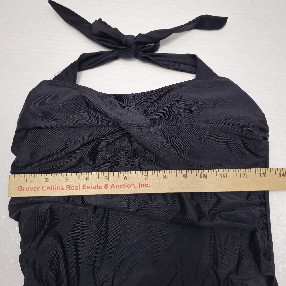 Womens Small Black‎ Halter Swimsuit Shorts One Piece - Picture 2 of 7